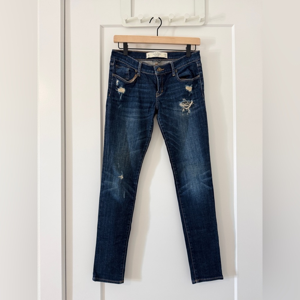 Abercrombie & Fitch Dark Blue Distressed Skinny Jeans
